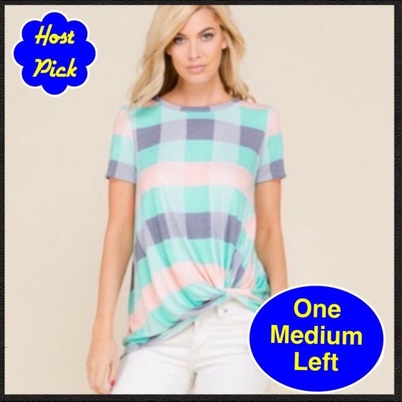 Tops - ‼️FINAL PRICE‼️Pastel Plaid Top w/Twisted Hem Knot